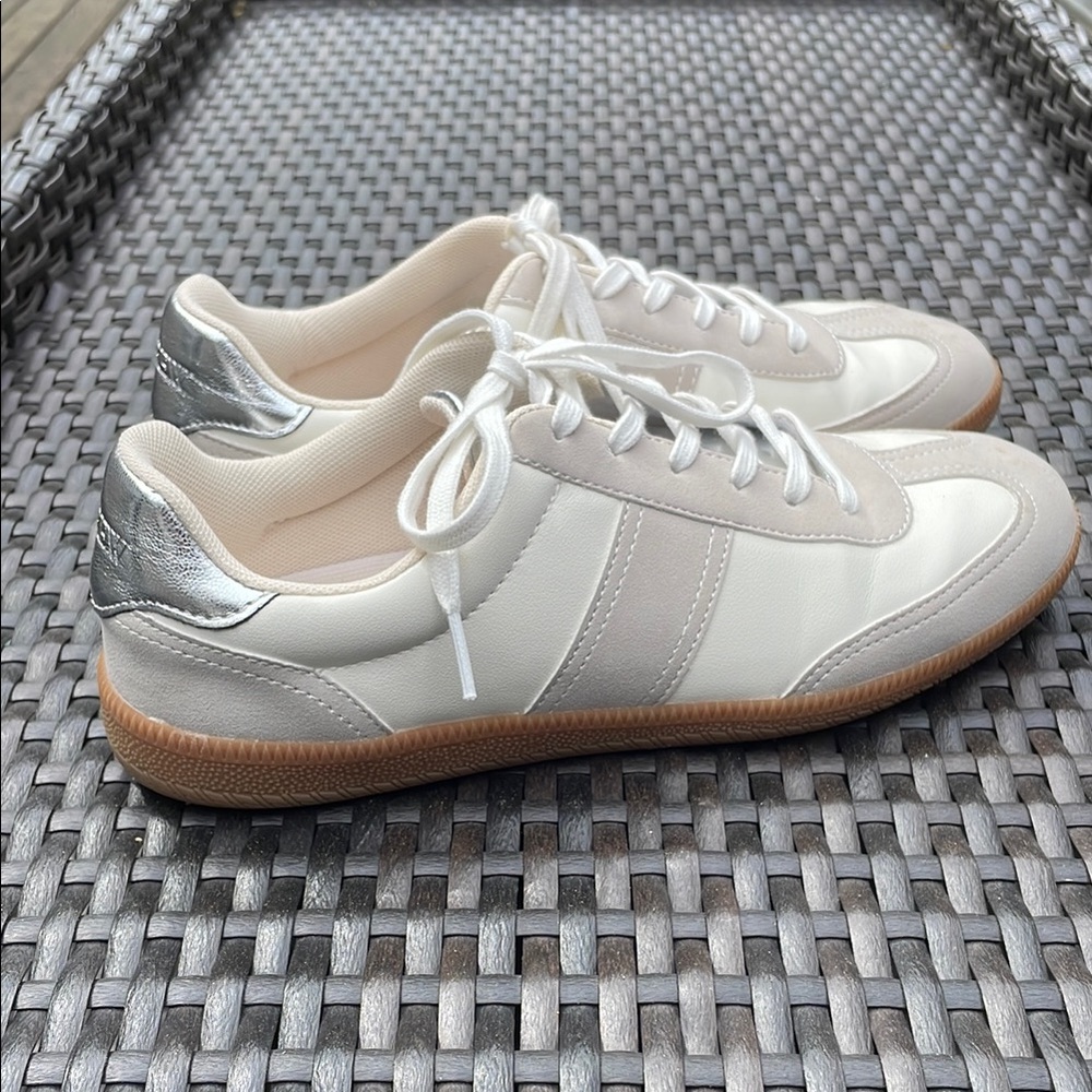 J. Crew - White and Silver Sneakers-Sz 9